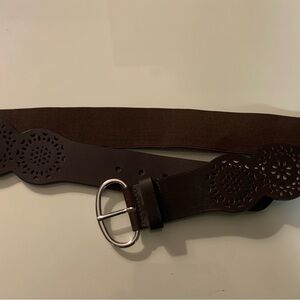 Chicos  Women's Brown Laser-Cut Leather Belt XL